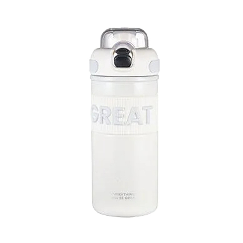 Simple and high-appearation-level thermos cups, couple's Nordic-style double-drinking straw cups, portable sports spring-lid stainless steel water cups Item Picture