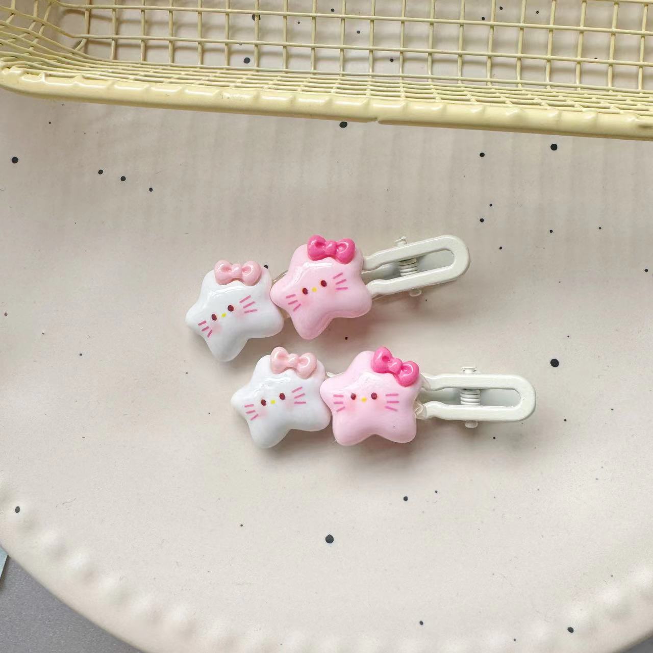 Cute cat Ins-style bow star accessories, diy hair accessories, cream phone case accessories, resin accessories details Picture