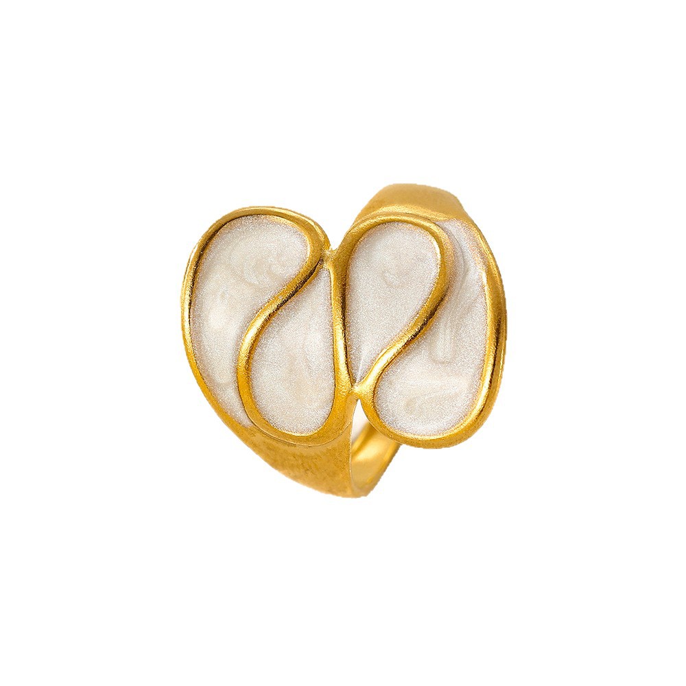 European and American light luxury high-end stainless steel ring, women's color does not fade, oil pressure electroplated 18k gold simple open ring Item Picture