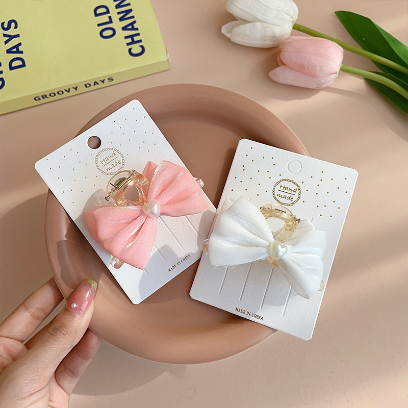 Children's bow clip, princess bangs hair accessory, pearl girls' hair clips, high-end hairpin headwear wholesale details Picture