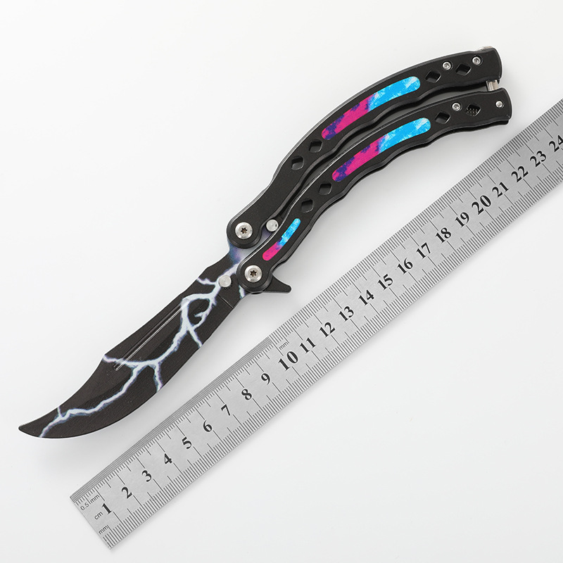 csgo Butterfly Knife, Swinging hand Knife, portable folding knife, peripheral outdoor practice knife, toy knife, all-steel unedged tactics undefined