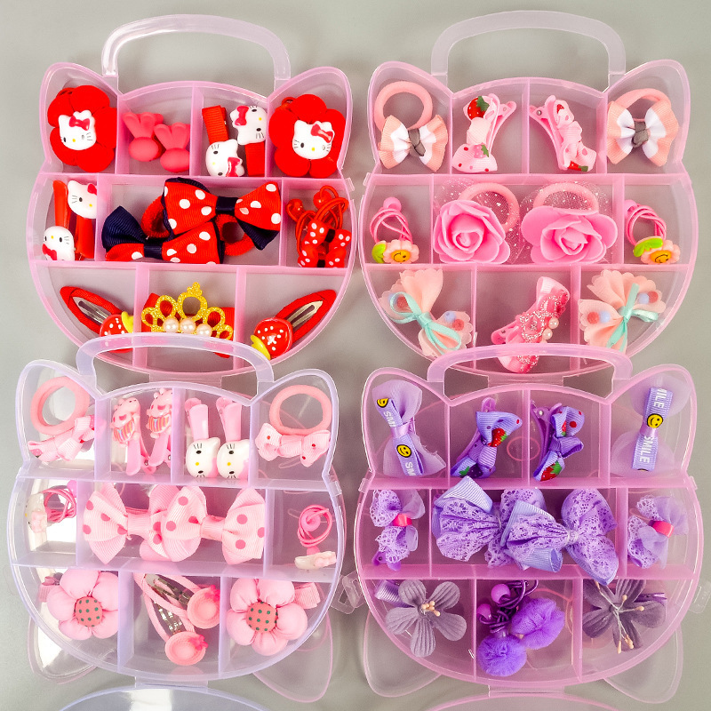 Children's cartoon hairpin set, princess hairpin cross-border trade direct supply, girls' crown bow hairpin rubber band full figure