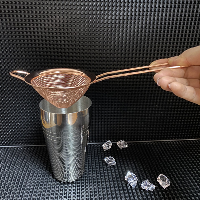 Stainless steel conical filter screen cocktail mixing ice filter, specially designed for bar bartenders, triangular double-layer filter Specification drawing