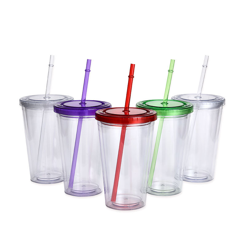 The manufacturer's new 24oz creative gradient transparent large water cup, a popular portable double-layer straw cup for heat and cold preservation Item Picture