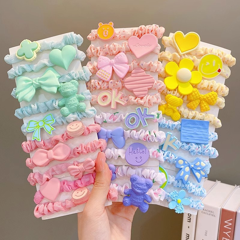 Korean version non-damaging hair tie children's hair accessory, cute small intestine hair band, girl candy-colored rubber band girls' accessory headwear full figure