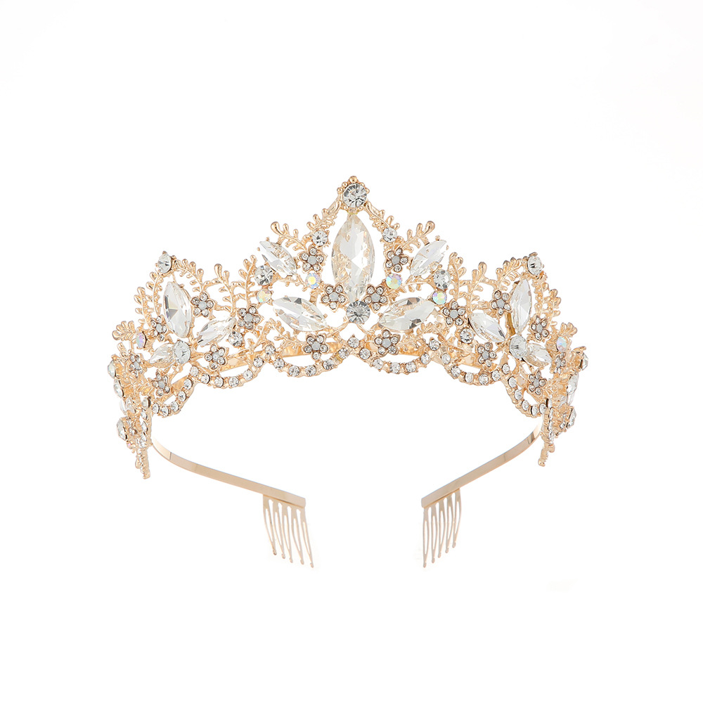Cross-border European and American bride crown wedding dress, crown hair accessory, coming-of-age ceremony, birthday party hair band, headwear details Picture