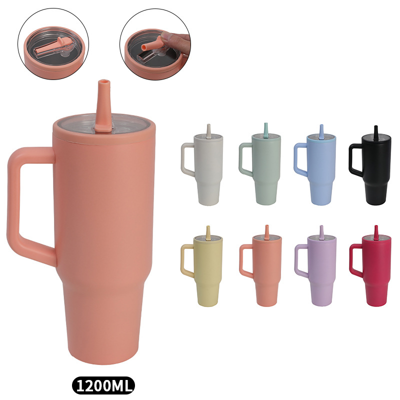 The new cross-border ice king cup is made of 304 stainless steel, with a straight spout and folding design. It is a high-quality insulated cup with a handle and a creative water cup full figure