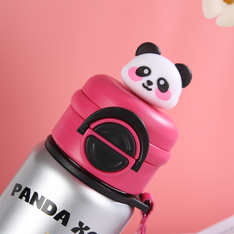 Panda Children's Insulated Cup 2024 New Model for Boys and Girls with high appearance Level, Double-drinking straw insulated water cup Specification drawing