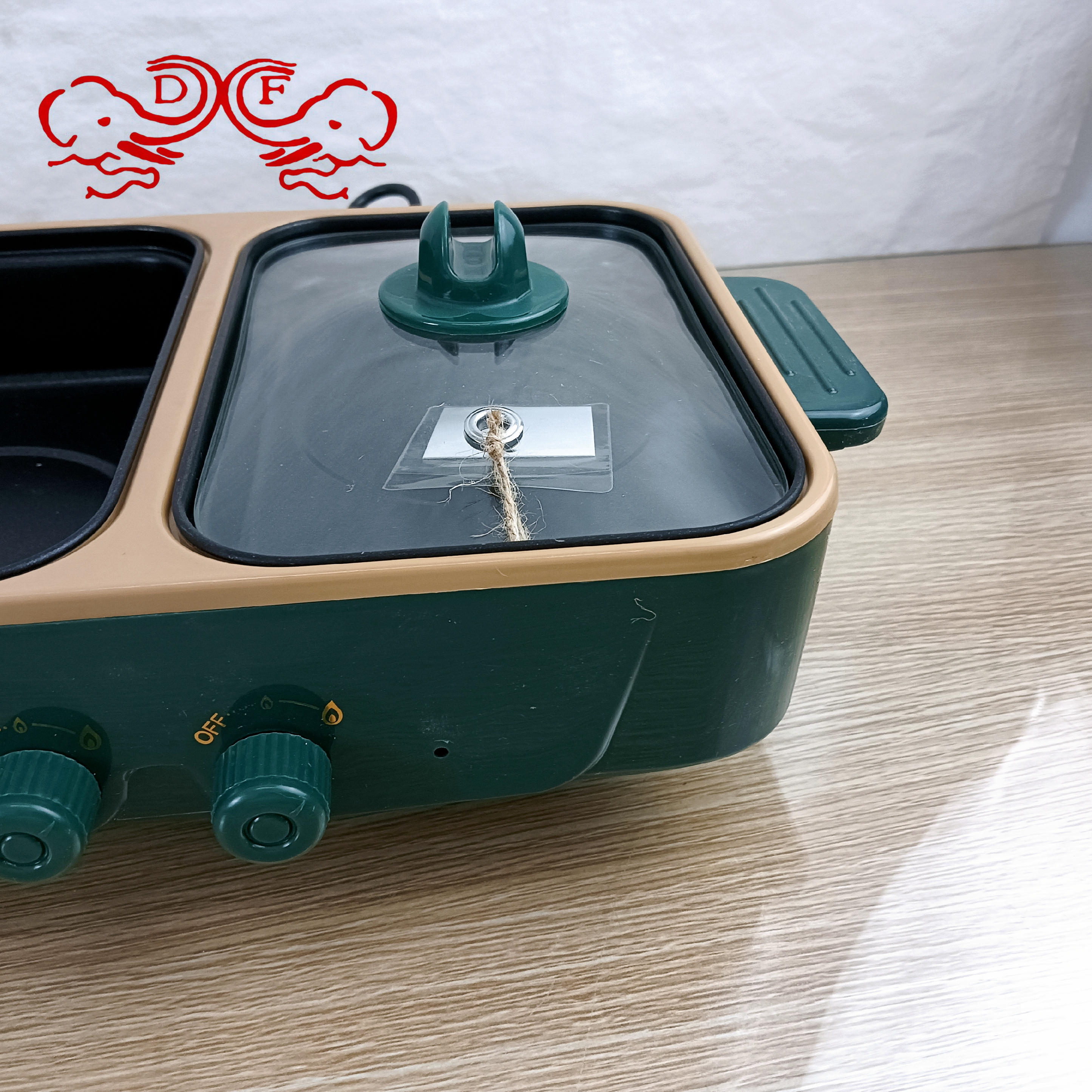 DF88065电烤盘烤涮一体锅双用电煮锅多功能外卖不粘煎煮锅家用DF TRADINGHOUSE 