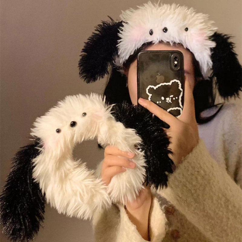 Cute and fluffy puppy hair band, girlish heart, special hair band for washing the face, applying facial masks and makeup, hair accessory Specification drawing