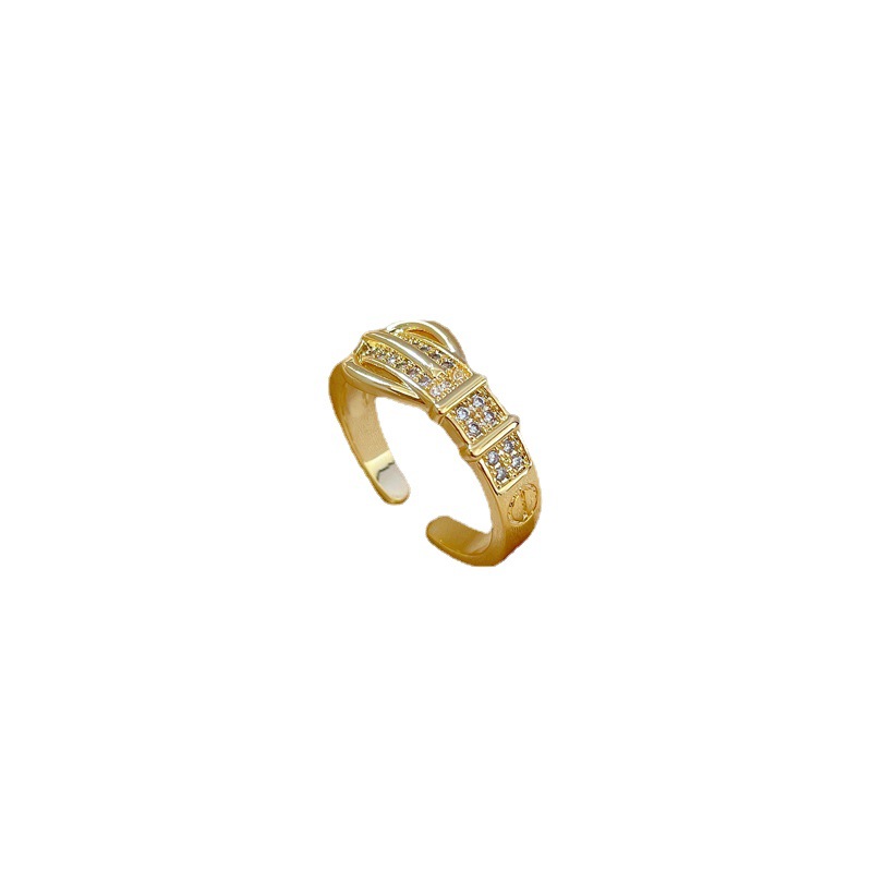【 Real Gold 】 Super Flash Zircon ring with adjustable opening, simple Japanese-style bracelet, couple rings Item Picture