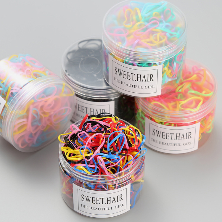 500-piece children's hair band, disposable rubber band, strong pulling, no breakage, no damage to hair, thick black and colorful baby headband details Picture
