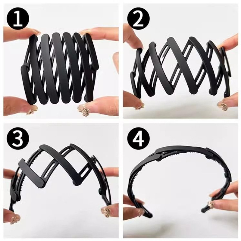 Extendable and foldable hair band, special toothed hair-pressing anti-slip headband for women's face washing and mask application, travel hair clips, hair bundles Specification drawing