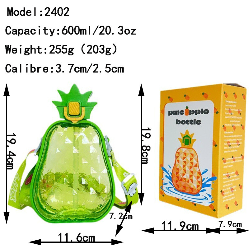 Cross-border model, high appearance level, creative and cute pineapple straw, plastic water cup, portable strap, children's outdoor sports water bottle Application Scenario