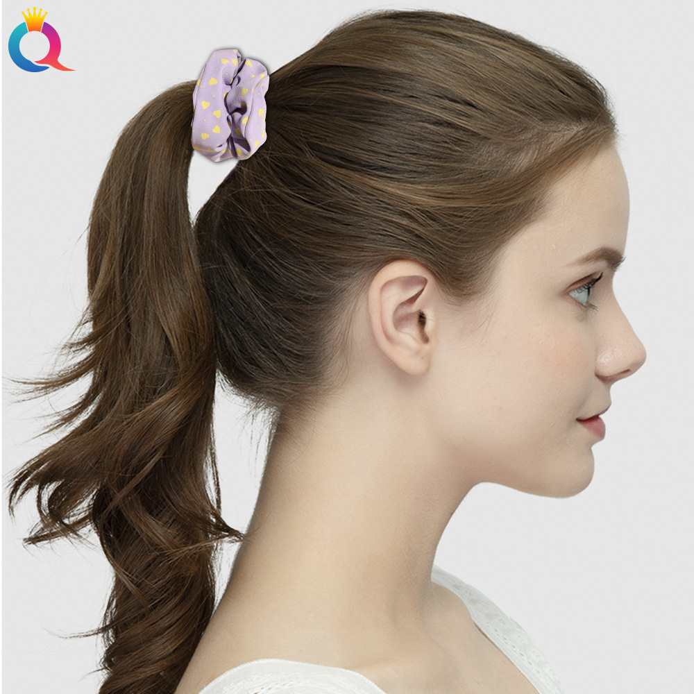 Qiyue Korean Version Spring Color Cherry Heart Large Intestine Hair Band Macaron color Versatile large Intestine Hair Band elegant hair decoration Specification drawing