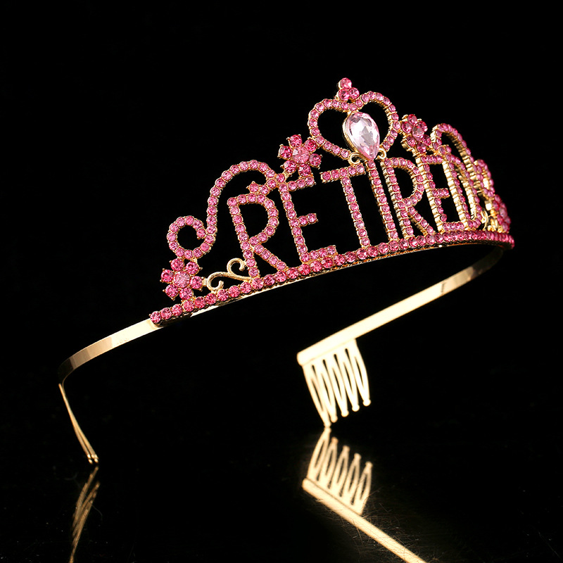 European and American graduation party crown shoulder strap set, RETIRED with diamonds, birthday party crown headwear details Picture