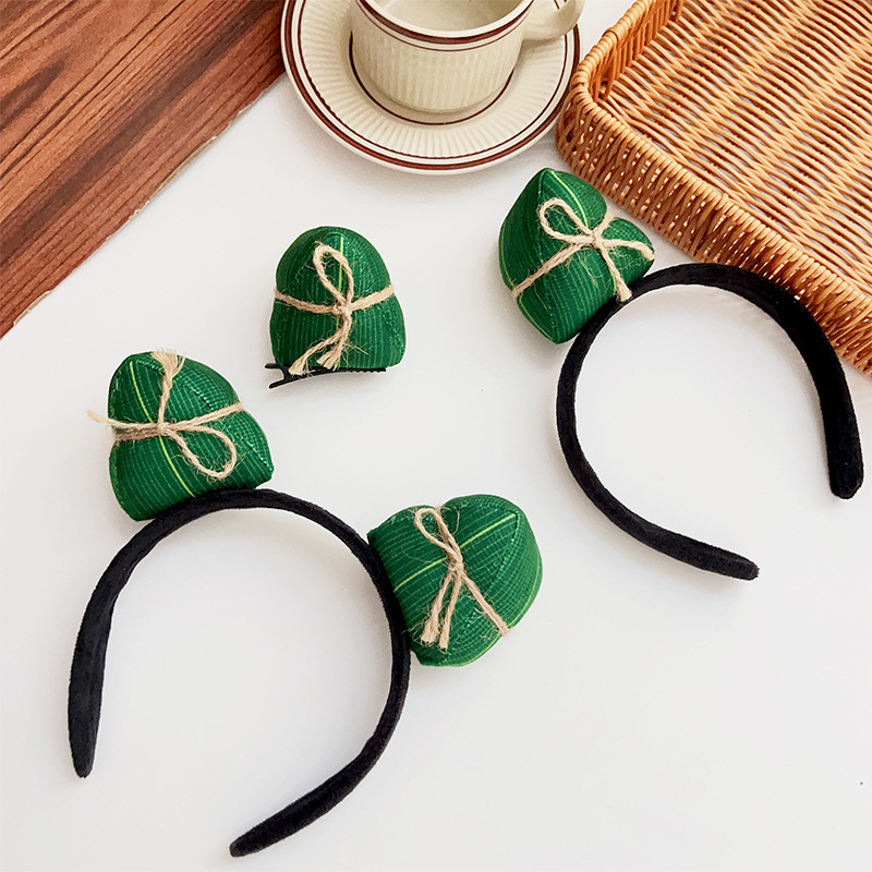 Simulated Dragon Boat Festival zongzi hair bands, creative and cute hair clips, festival event dressing hair accessories, adult and children's headbands Specification drawing