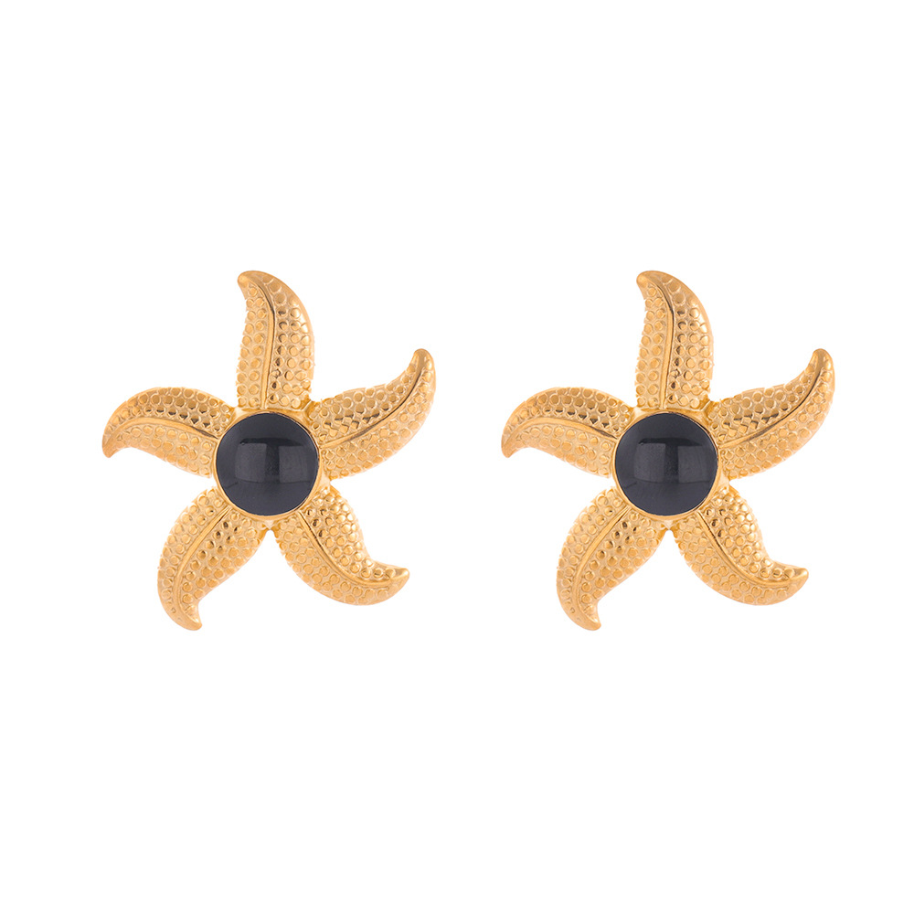 Titanium steel vacuum gold-plated oil-dripping ear studs for women, anti-color fading, light luxury, niche, popular in Europe and America, cross-border, dark style, high-end feel Item Picture