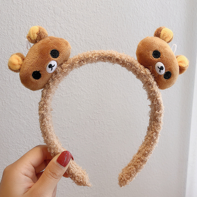 Cute little bear hair band, plush face-washing girl, funny headwear, lambskin hair clip, versatile hairpin, Internet celebrity hair pressing headband Specification drawing