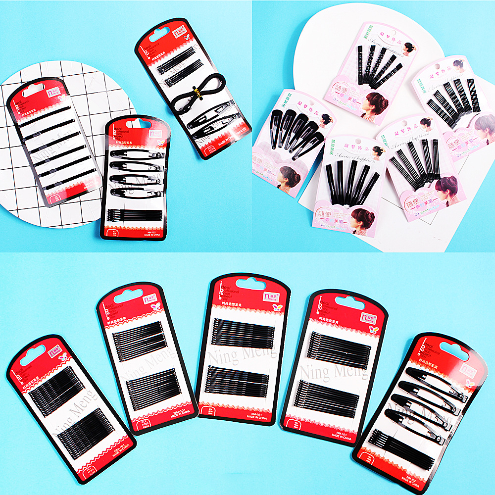 Qiyue Manufacturer's Korean version hair accessory, hair clip, black matte paint BB clip, hair bun, straight clip set, side clip B153 details Picture