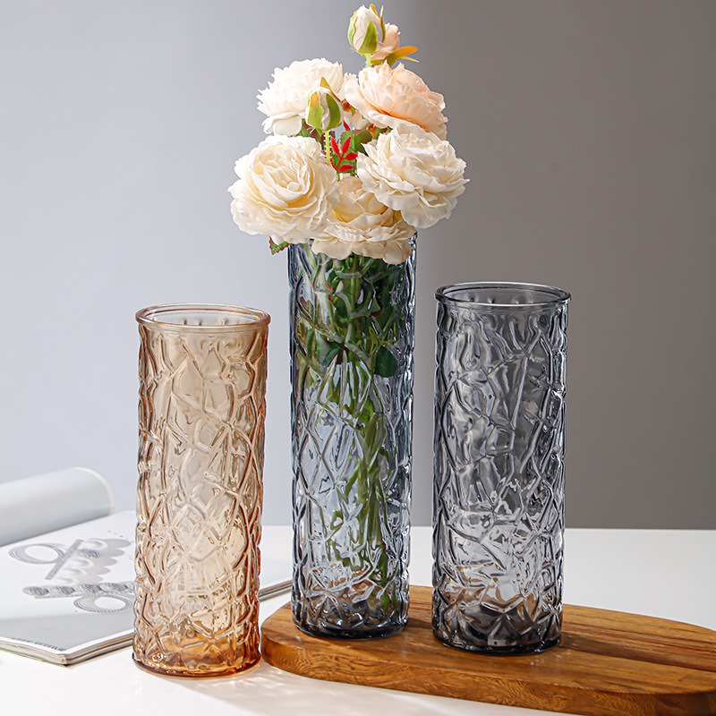 Nordic-style straight glass vase, desktop dried flower and fresh flower decoration vase, living room green ivy hydroponic and hydroponic vase Application Scenario