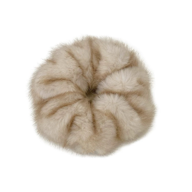 The Korean autumn and winter light luxury high-quality imitation mink fur pleated large intestine hair band is versatile and elegant, with a soft and fluffy hair tie Item Picture