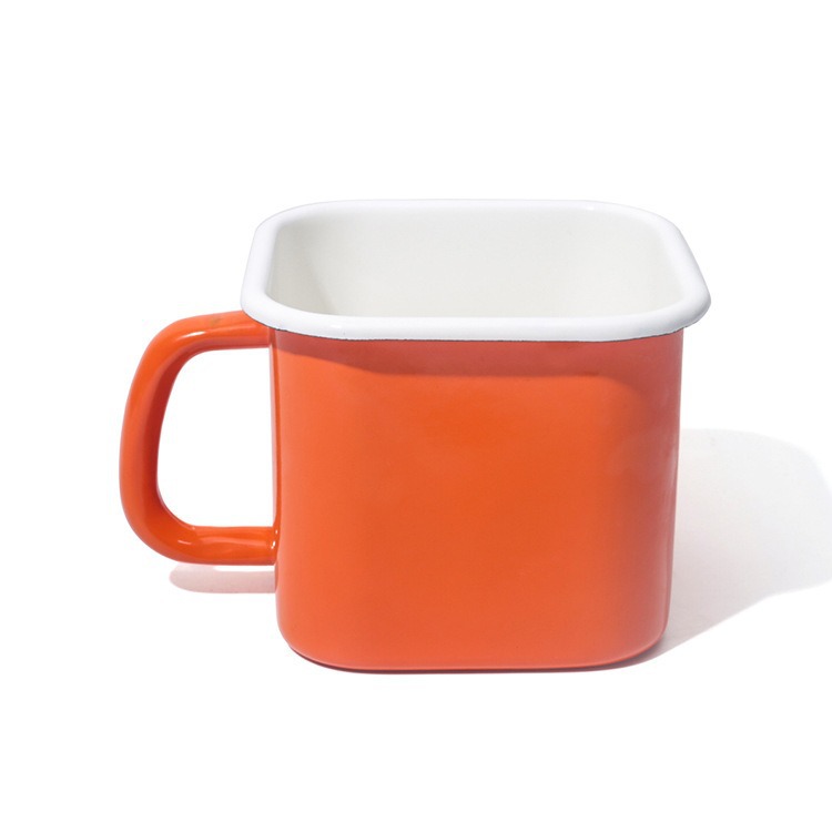 Enamel enamel thickened 1.8L square food storage box, rolled edge instant noodle bowl cup, large-capacity insulated fast food cup Specification drawing