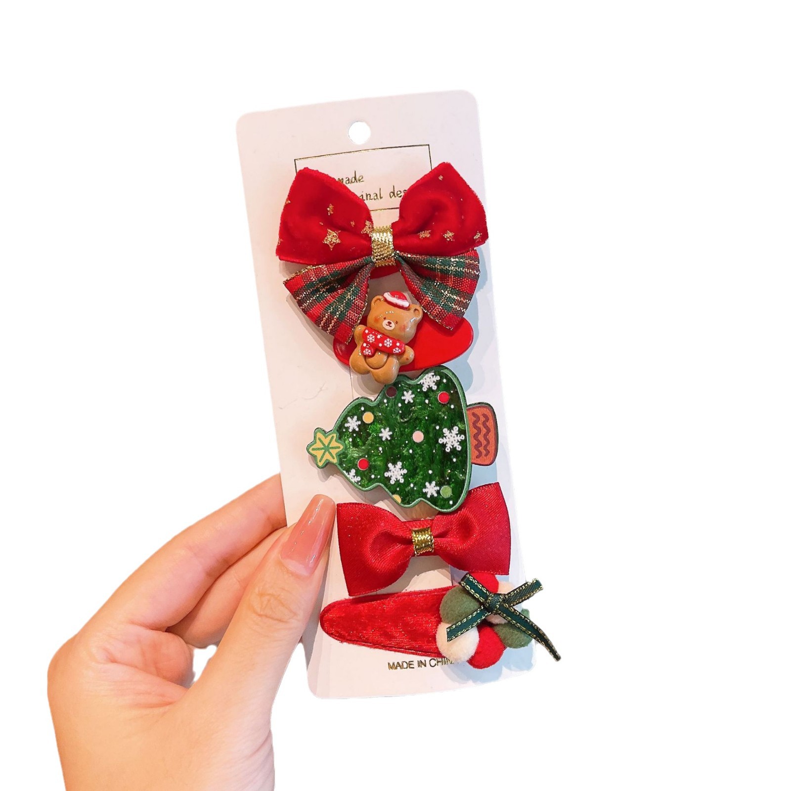 Christmas hair clips, children's bow hair clips, cute little girl snowman headwear, holiday outfit hair accessories Item Picture