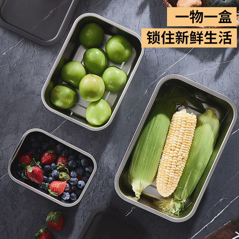 Stainless steel food storage boxes, food-grade refrigerator storage boxes, refrigerated sealed lunch boxes with LIDS, commercial cross-border wholesale Specification drawing