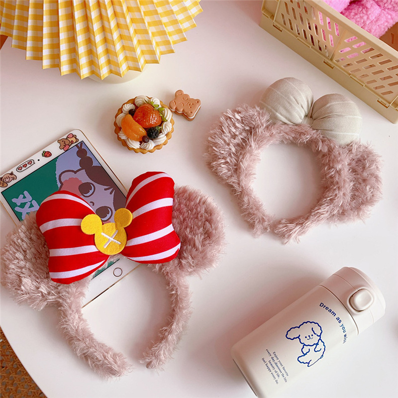 Shirley Rose, cute little bear ears, hairband, plush Duffy bear, bow, face wash, headband, hairpin, Internet celebrity, funny details Picture