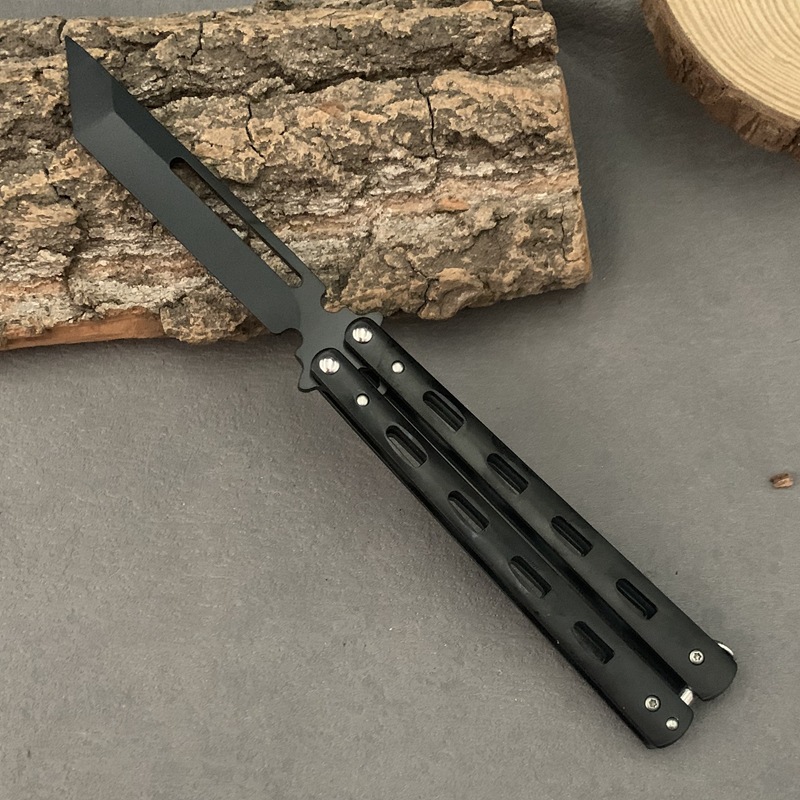 All-steel CSGO butterfly knife, unedged folding swing knife, training knife, professional beginner practice knife, a magic weapon for knife tricks Specification drawing