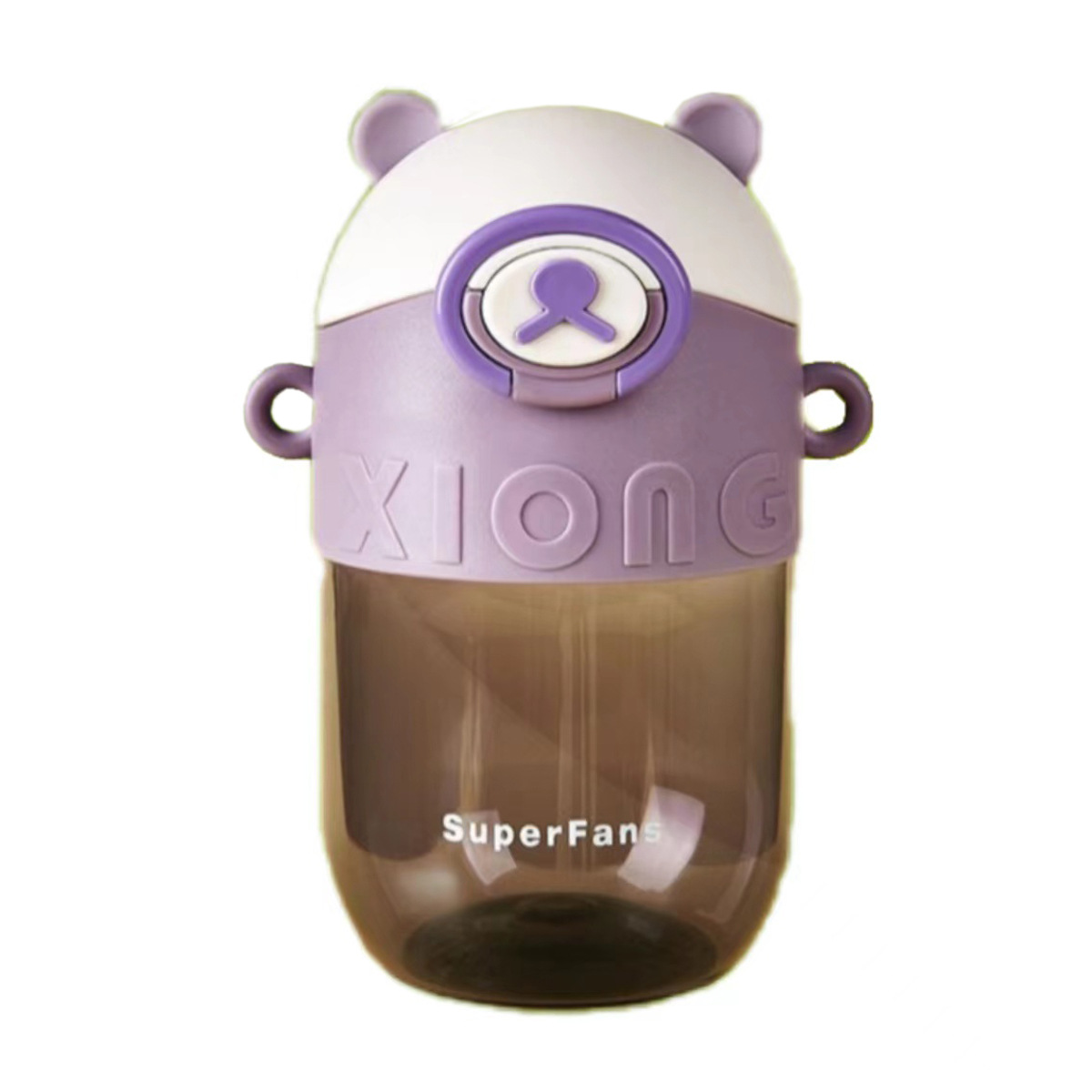 Cute little bear plastic cup, tritan safe material straw cup, high appearance level portable children's water cup for kindergartens Item Picture