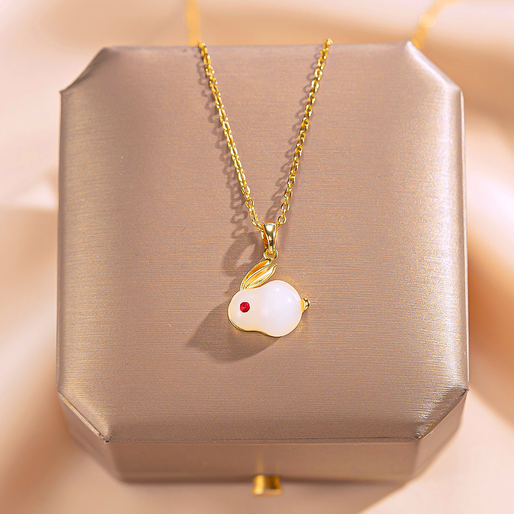 2023 New Style Rabbit Year simple Little rabbit titanium steel necklace, versatile and personalized for women, popular collarbone chain, high-end accessory full figure