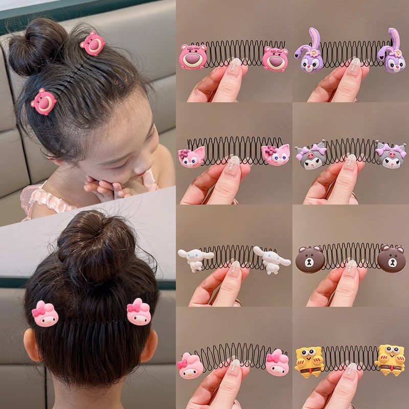 Summer children's hair combs, cartoon hair styling tools, bangs, hair accessories, and hair clips inserted at the back of girls' heads details Picture