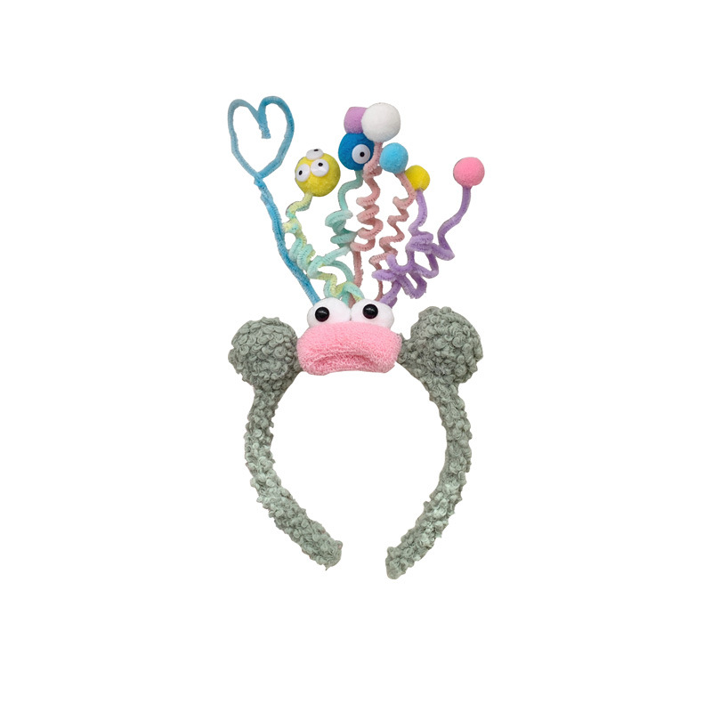 Funny little monster Pilum hair band, female cartoon face wash headband, plush hair clip, hair tie, birthday headwear, hair accessory Item Picture