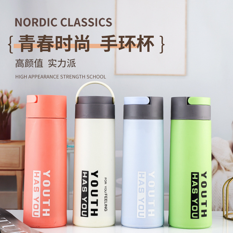 Youth Cup, double-layer heat-insulating plastic glass cup, portable and casual cup, advertising gift cup wholesale, creative glass water printing full figure