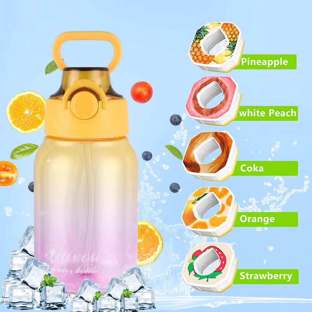 New large-bellied Fun Cup Cross-border sports water cup, sugar-free and caloric scented cup, children and primary school students straw Fun cup Specification drawing
