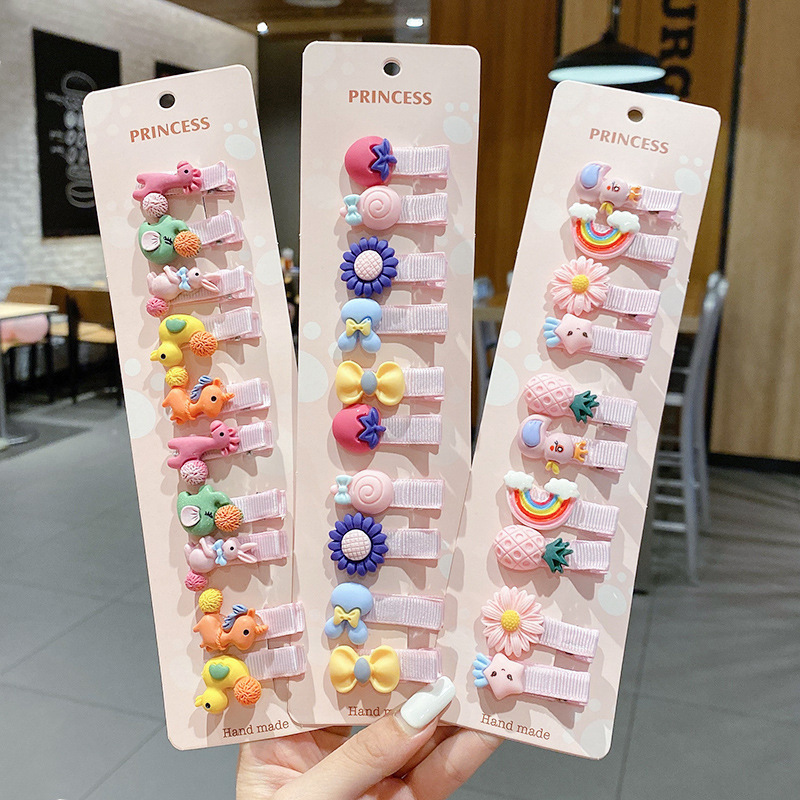 Children's hair clips with cartoon edges, small hair clips, cute little girls, side clips for infants and toddlers, no hair damage, duckbill clips for girls Specification drawing