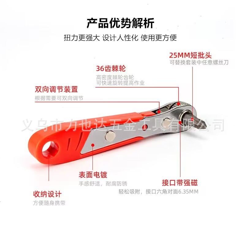 36-tooth ratchet screwdriver, forward and reverse turning corner wrench, special socket for narrow Spaces, household maintenance tool Specification drawing