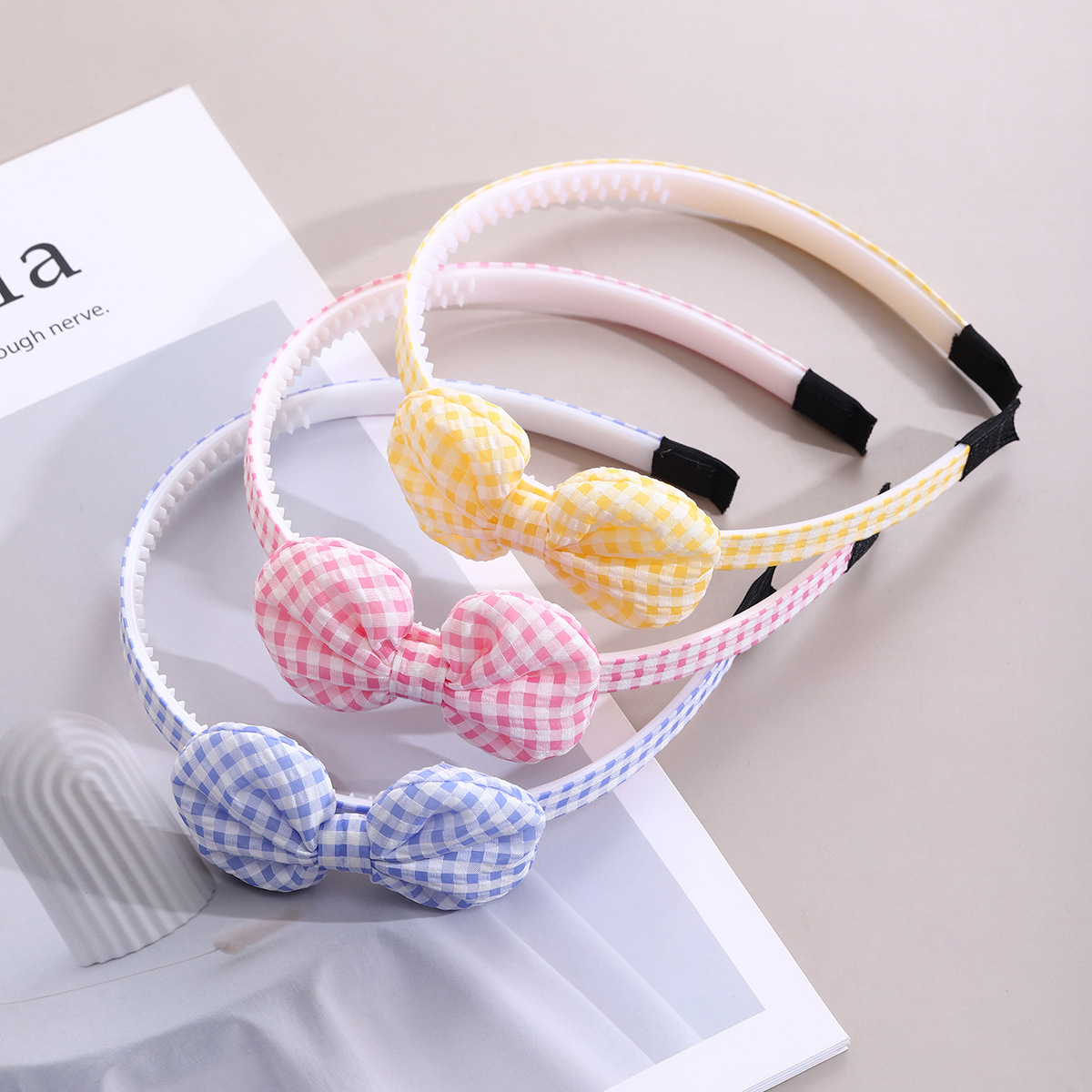 Summer princess fabric bow headband for children, new cute anti-slip flower-shaped hair clips for girls details Picture