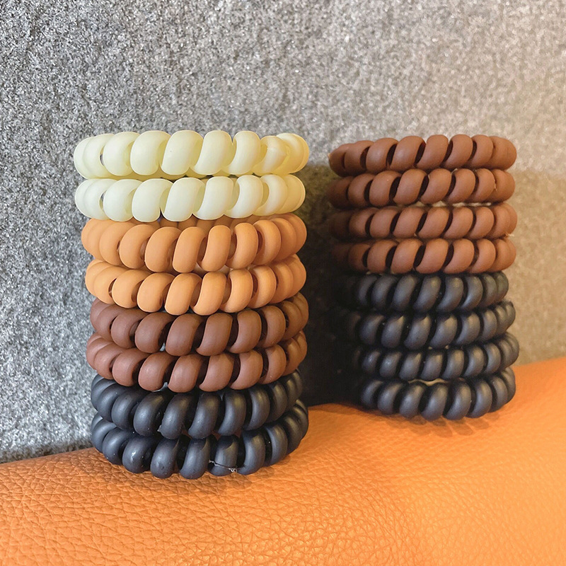 The autumn and winter milk coffee-colored telephone line hair band, women's seamless hair tie, simple hair tie rubber band, hair tie and headwear are versatile full figure