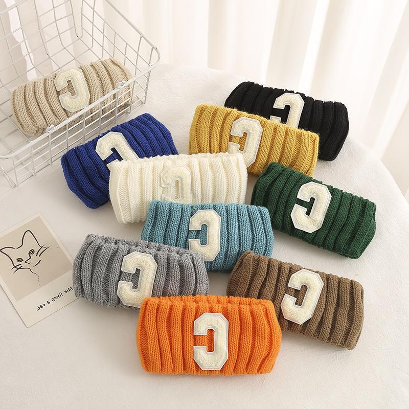 The popular wide-edge knitted hair band, C-letter autumn and winter headband, sports yoga headband, face wash, fashionable Korean style full figure