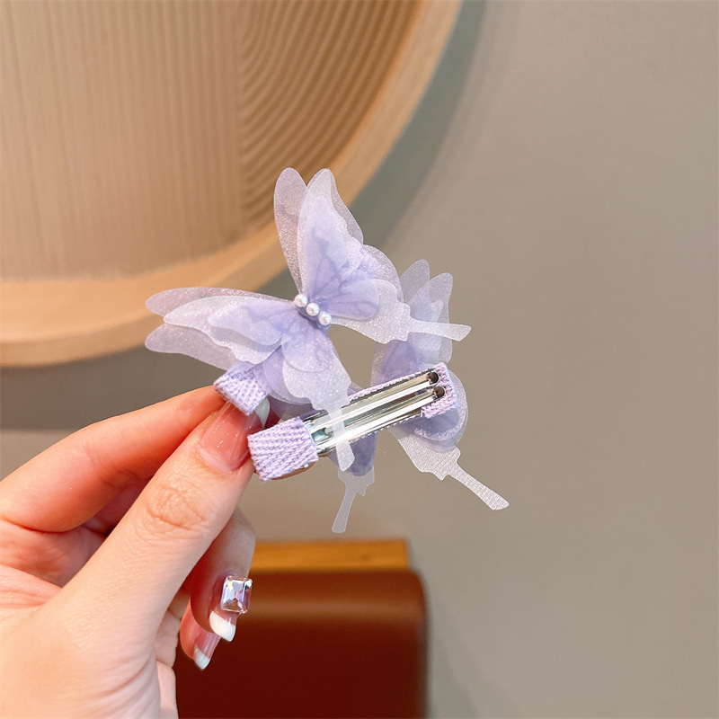New Super Fairy Butterfly hair clip, children's hair accessory, gradient phoenix tail butterfly pair clip braided hair clip, ancient-style Hanfu side clip headwear Application Scenario