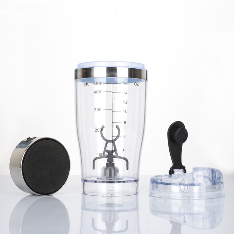 Milkshake cup, protein powder shaker cup, electric USB charging stainless steel automatic mixing cup, 450ml in stock and available for delivery Item Picture
