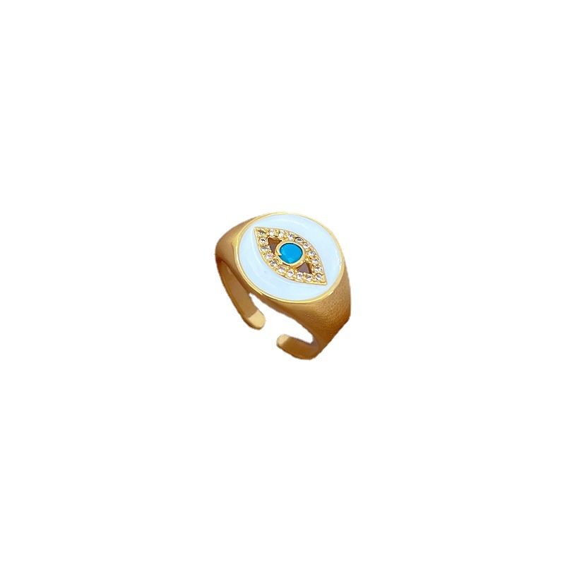 【 Real gold electroplated 】 Open ring, Devil's Eye, personalized ring, index finger ring, the same style as Internet celebrities, simple and cold style Item Picture