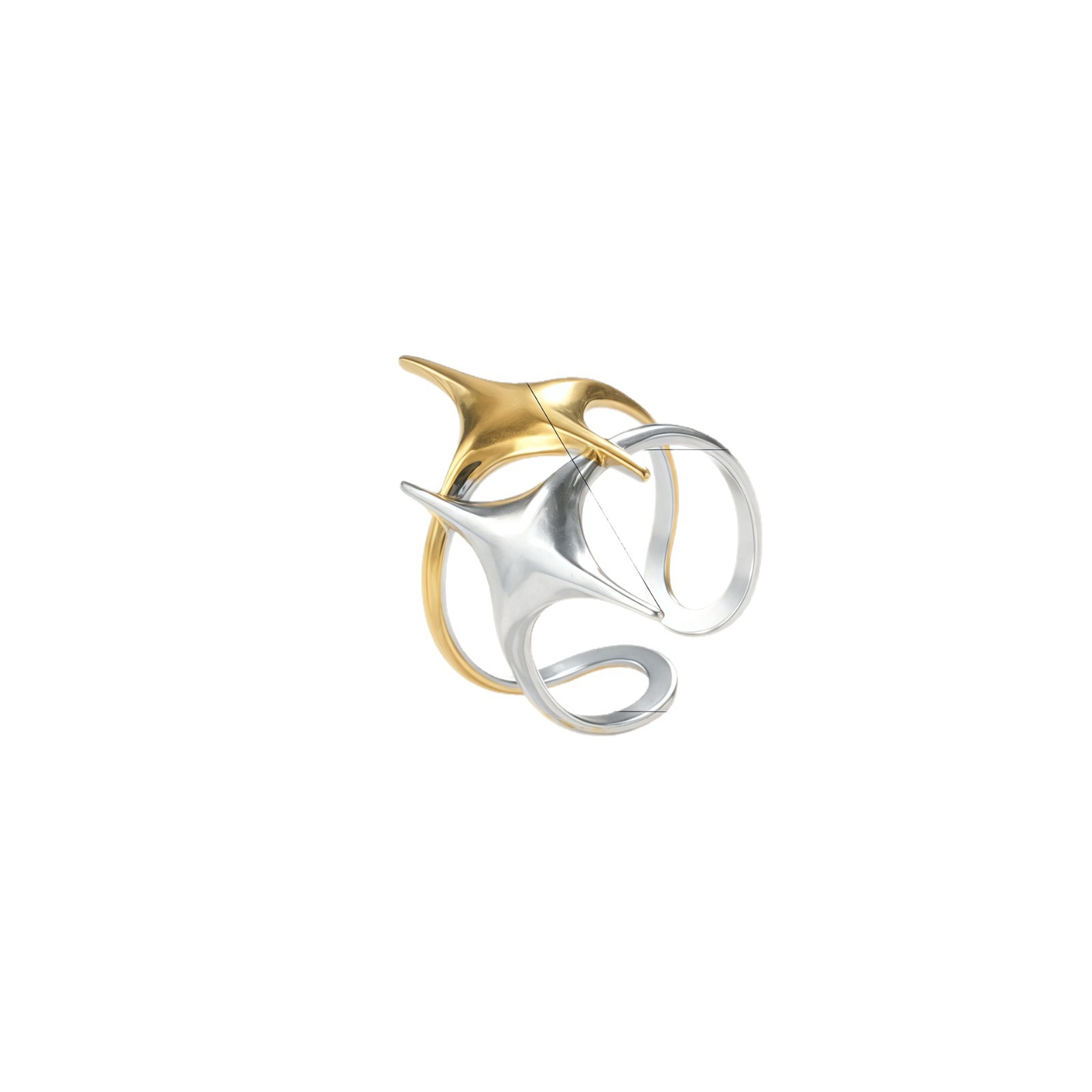 Wholesale of popular stainless steel jewelry with irregular geometric water drop lines and hollowed-out rings on Amazon in Europe and America Item Picture