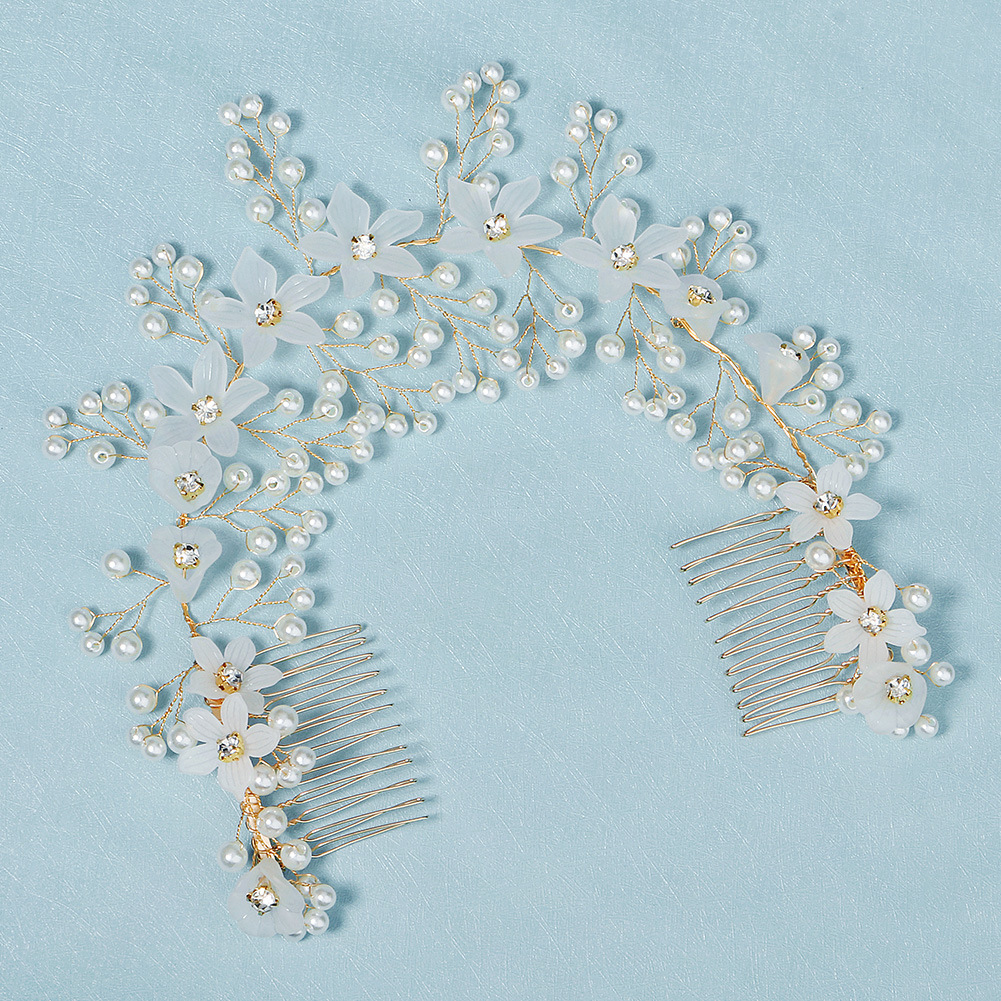 Korean-style wedding accessories, handcrafted and elegant pearl hair combs, Xiuhe dress headwear, styling, updo and pair combs Application Scenario