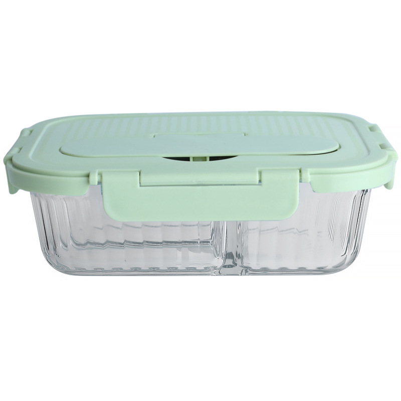 Boli Mei InS-style high borosilicate glass lunch box with divider, rice bento box, fresh-keeping bowl wholesale, microwave oven with meals Item Picture