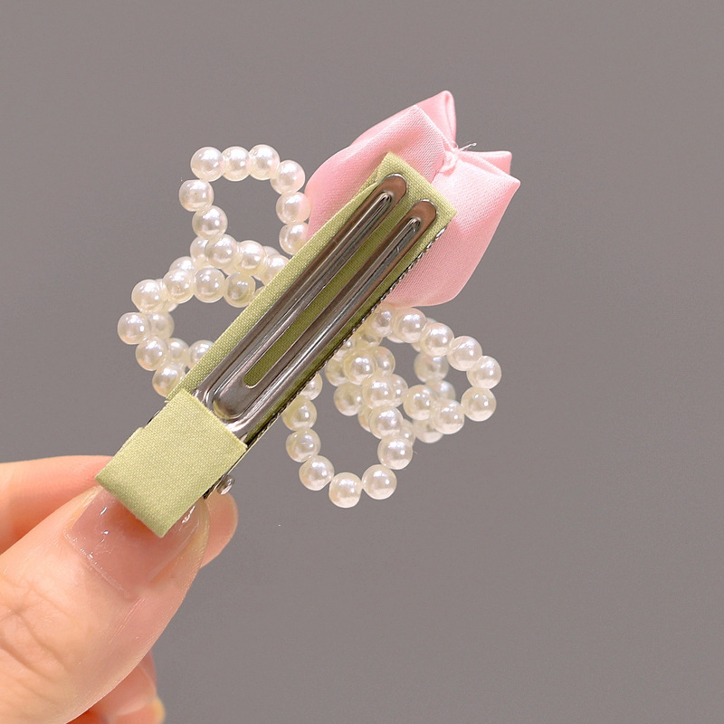 Gentle Diary ~ Tulip Pearl Hairpin, a feminine forest-style fairy-like beauty with a high-end feel, a niche fringe side headpiece hairpin Specification drawing