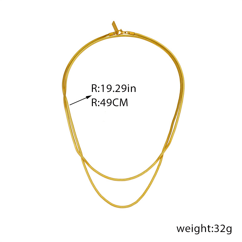 Cross-border European and American simple and individual double-layer overlapping collarbone chain stainless steel neutral style punk jewelry necklace Application Scenario